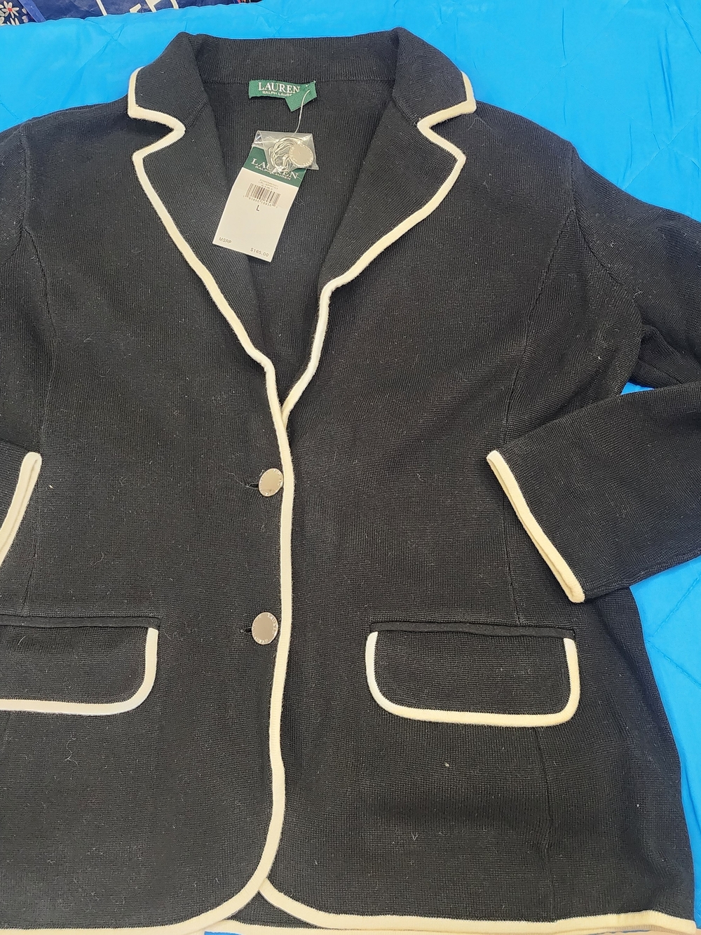 Lauren Ralph Lauren Black Blazer with Cream Trim